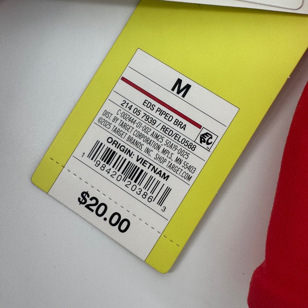 All in Motion Womens EDS Piped Bra Red White Crisscross Keyhole Medium NEW - Picture 4 of 8